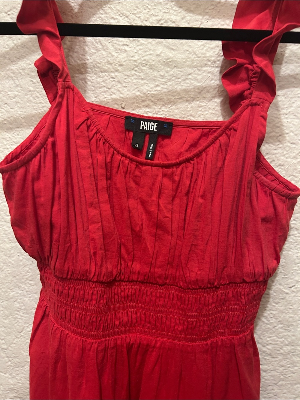 PAIGE Red Ruffled Strap Tiered Maxi Dress - Picture 3 of 9
